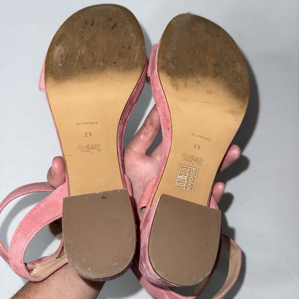 Coach Women’s Serena Heel Sandal Pink Suede Size 6.5 - Picture 8 of 8